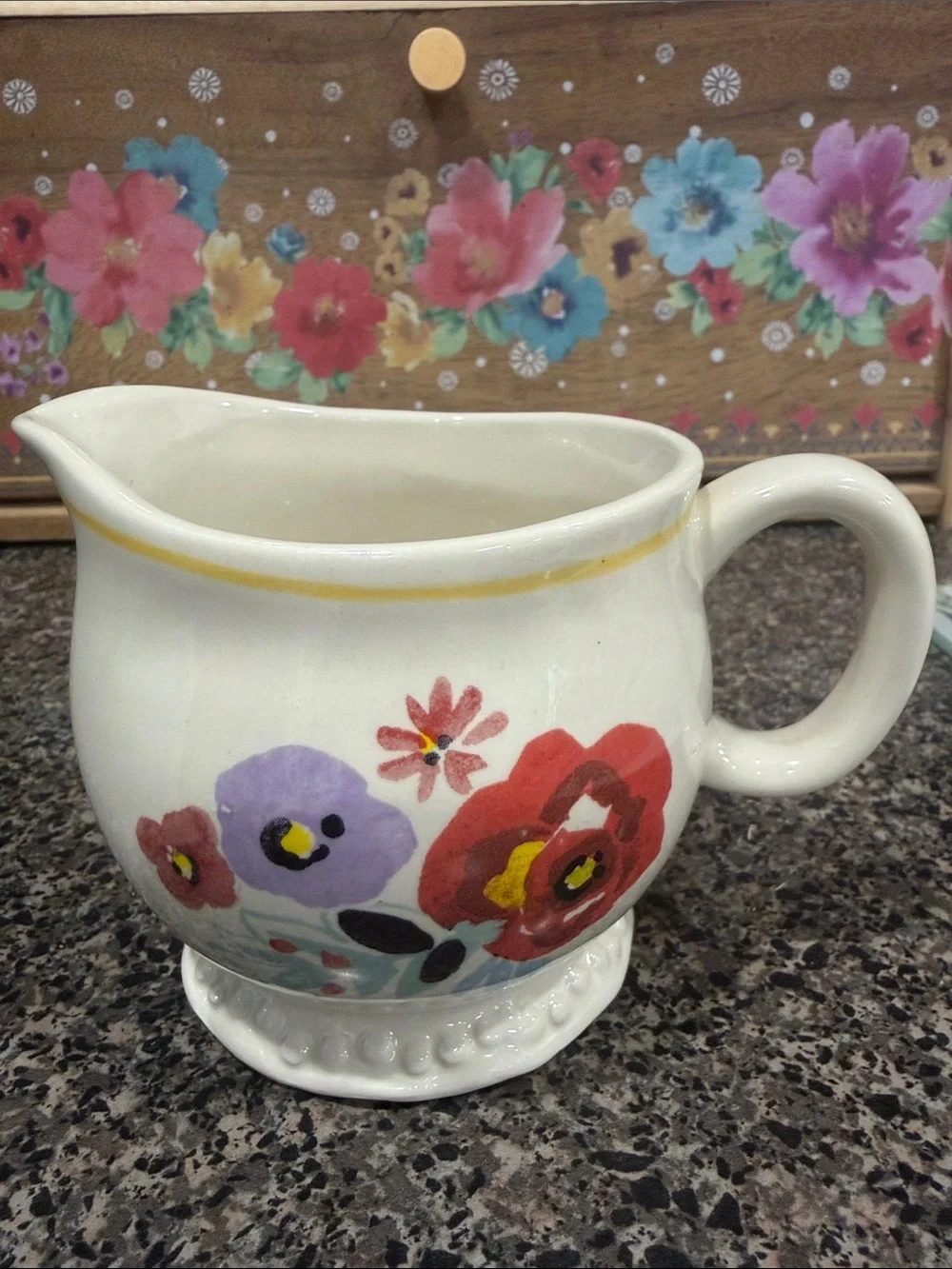 The PioneerWoman Flea Market Floral Stoneware Cream Pitcher